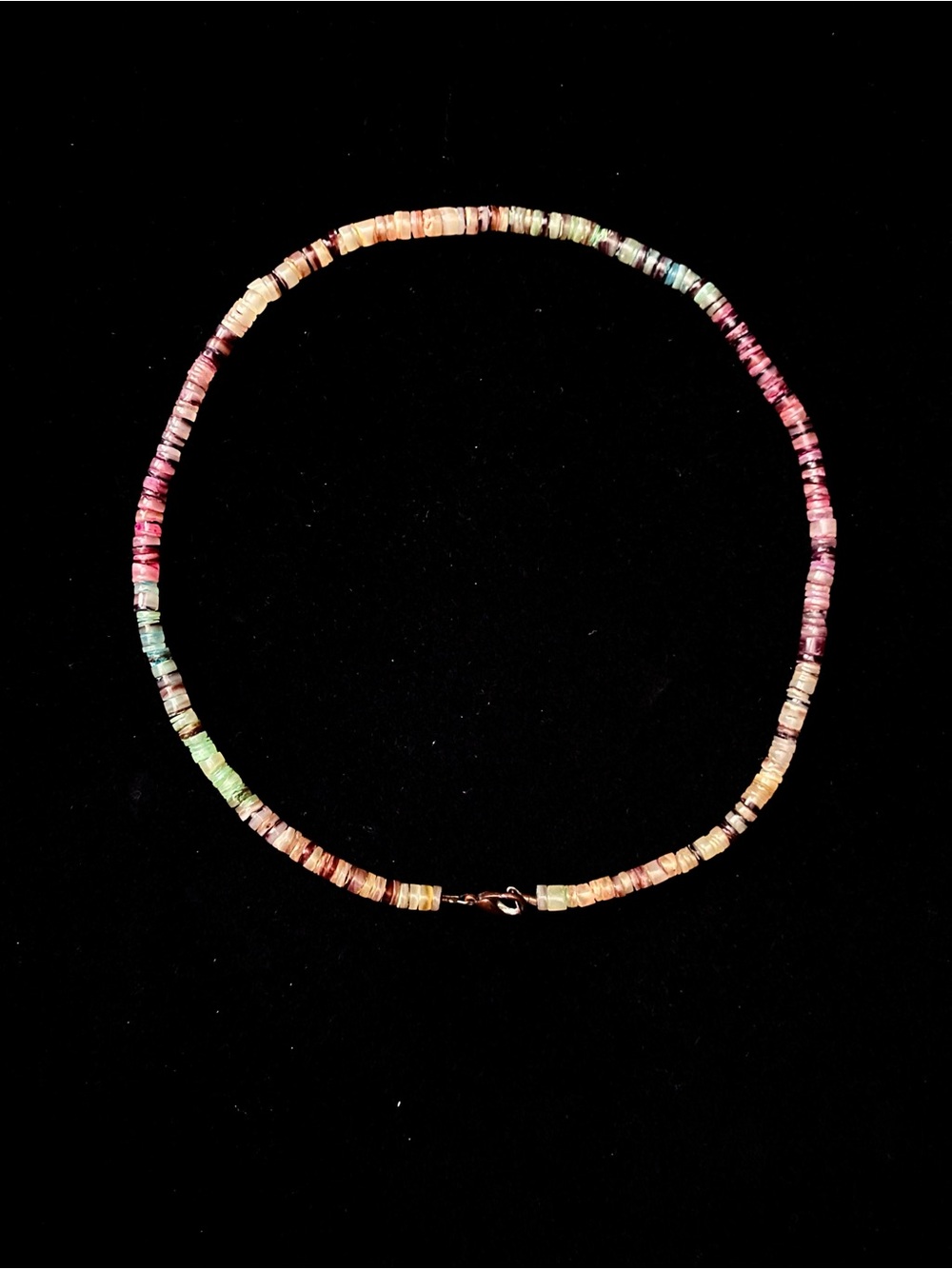 Natural Multicolor Heishi Shell/Stone Rondelle Bead Choker Necklace